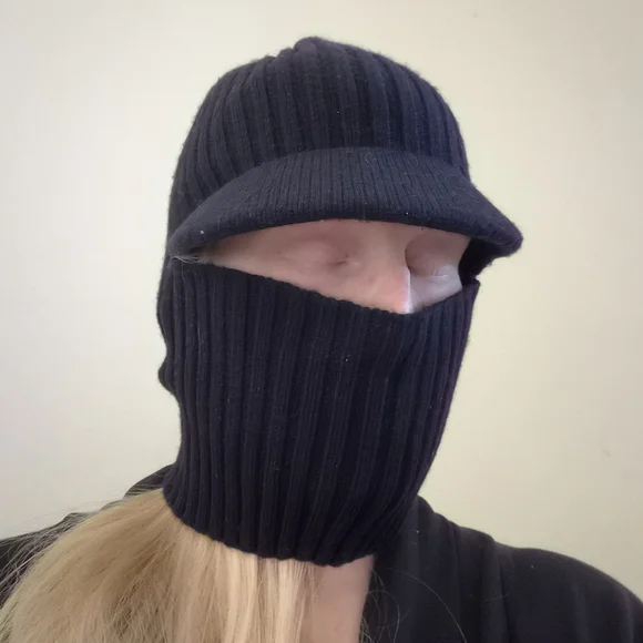 Fjallraven Blue Ribbed Knit Balaclava Hat - Picture 2 of 5